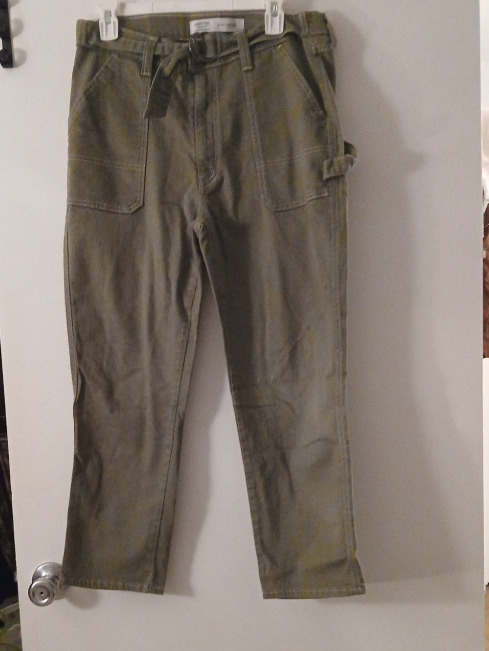 Signature by Levi Strauss Olive Green Ankle Utility Slim Crop Pants Hammer Loop